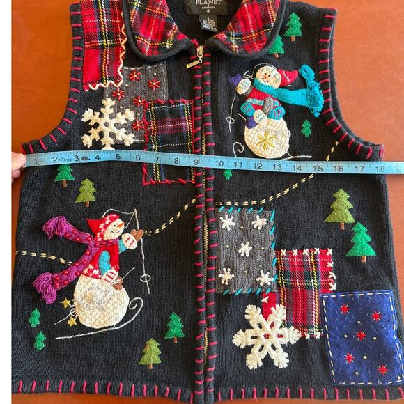 Vintage Planet & Co Christmas Sweater Vest S Ugly Holiday Grannycore - Picture 2 of 9